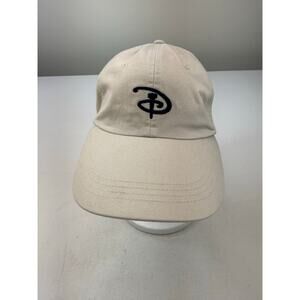 Vintage Disney Golf Adjustable Hat Cap Cream Beige Mickey Logo Strapback